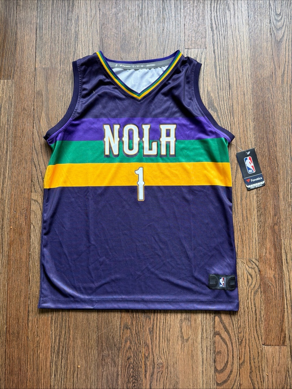 Williamson Fanatics Kids NOLA Purple Green Gold Basketball Jersey
